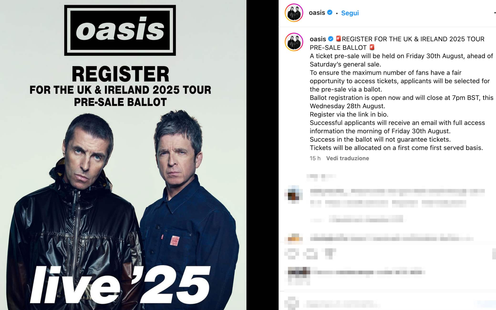 Reunion Oasis, quiz ed estrazione a sorte per accedere alla vendita dei  biglietti:risposte corrette | Sky TG24