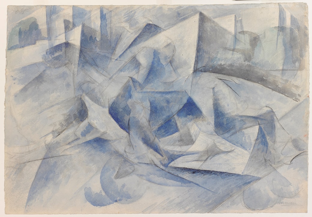 Umberto Boccioni, Cavallo + cavaliere + case, 1914, Gabinetto dei Disegni, Castello Sforzesco, Milano. © Comune di Milano [Au. C 88]