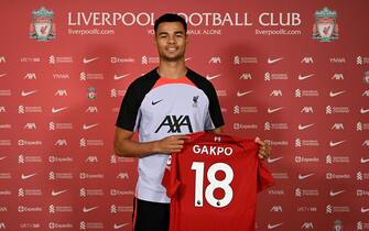 KIRKBY, ENGLAND - DECEMBER 28: (THE SUN OUT, THE SUN ON SUNDAY OUT) Cody Gakpo new signing for Liverpool at AXA Training Centre on December 28, 2022 in Kirkby, England. (Photo by Andrew Powell/Liverpool FC via Getty Images)