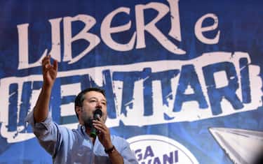 Lega leader Matteo Salvini during traditional Lega Giovani party rally in Pontida (Bergamo), 16 September 2023
ANSA/MICHELE MARAVIGLIA