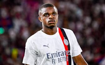 Milanâ&#x80;&#x99;s Pierre Kalulu portrait during warm up  during  Bologna FC vs AC Milan, Italian soccer Serie A match in Bologna, Italy, August 21 2023