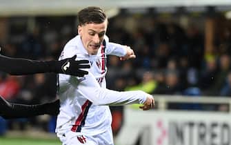 Alexis Saelemaekers (Bologna Fc) in action  during  Atalanta BC vs Bologna FC, Italian soccer Serie A match in Bergamo, Italy, March 03 2024