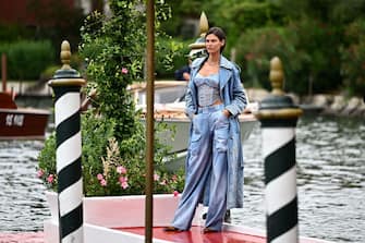 Italian model Bianca Balti poses as she arrives at the Excelsior Hotel pier on August 30, 2023 on the opening day of the 80th Venice Film Festival at Venice Lido. (Photo by GABRIEL BOUYS / AFP) (Photo by GABRIEL BOUYS/AFP via Getty Images)