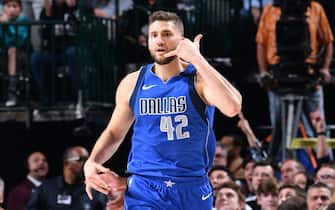 DALLAS, TX - JANUARY 4: Maxi Kleber #42 of the Dallas Mavericks reacts to play against the Charlotte Hornets on January 4, 2020 at the American Airlines Center in Dallas, Texas. NOTE TO USER: User expressly acknowledges and agrees that, by downloading and or using this photograph, User is consenting to the terms and conditions of the Getty Images License Agreement. Mandatory Copyright Notice: Copyright 2020 NBAE (Photo by Glenn James/NBAE via Getty Images)
