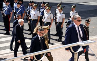 LÕarrivo del Presidente della Repubblica, Sergio Mattarella, durante i Funerali di Stato di Arnaldo Forlani, Roma, 10 luglio 2023. ANSA/RICCARDO ANTIMIANI