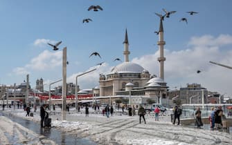 Taksim Square in winter in Beyoglu District of Istanbul, Turkey