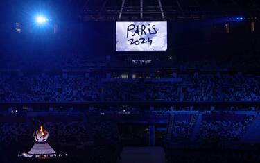 TOKYO, JAPAN - AUGUST 08: The presentation for Paris 2024 is seen during the Closing Ceremony of the Tokyo 2020 Olympic Games at Olympic Stadium on August 08, 2021 in Tokyo, Japan. (Photo by Leon Neal/Getty Images)