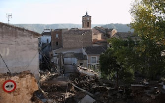 epa11693761 View of of the destruction in the flood-affected Municipality of Letur, central of Spain, 31 October 2024. One person has been confirmed deceased, and five others still missing following the severe rainfall in Letur. At least 95 people died in the province of Valencia and neighboring provinces following floods caused by the DANA (high-altitude isolated depression) phenomenon impacting the eastern part of the country.  EPA/ISMAEL HERRERO