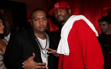 (L-R) Timbaland and Magoo attend Timbaland's birthday party at the Chop House on March 9, 2011 in Miami, Florida.