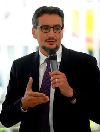 L'amministratore delegato di Kinder Giovanni Ferrero alla presentazione del Padiglione Kinder a Expo Milano 2015, 4 maggio 2015. 
ANSA/STEFANO PORTA