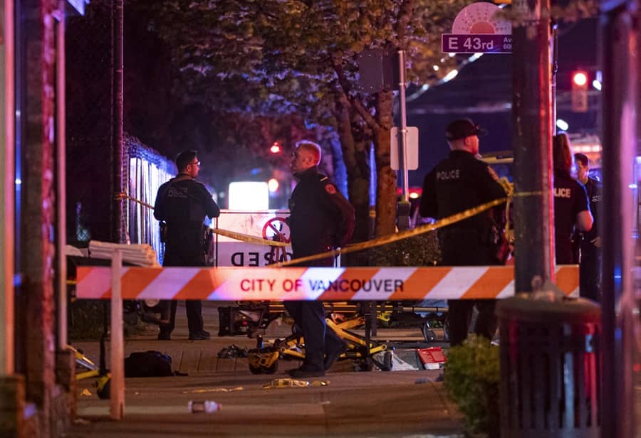 79883601 Vancouver Police secure the scene where a car drove into a crowd at the Lapu Lapu Festival in Vancouver on Saturday April 26, 2025. There has been a number of fatalities and numerous injuries. THE CANADIAN PRESS/Rich Lam