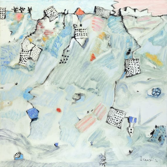 Tullio Pericoli, Invasione, 2024, olio su tela, cm 50x50