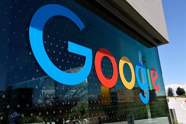 Google logo and binary code on the window of Google's new Bay View campus building, BV100  and during a media tour in Mountain View, California, USA, 16 May 2022. ANSA/JOHN G. MABANGLO