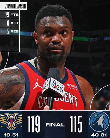 MINNESOTA TIMBERWOLVES-NEW ORLEANS PELICANS 115-119
