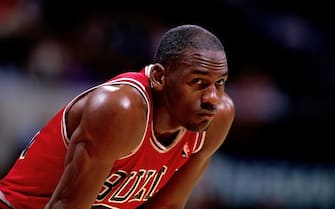 UNDATED:  Michael Jordan #23 of the Chicago Bulls looks on durng a NBA game.  Michael Jordan played for the Chicago Bull from 1981 through 1998.  NOTE TO USER: User expressly acknowledges and agrees that, by downloading and or using this photograph, User is consenting to the terms and conditions of the Getty Images License Agreement. Mandatory Copyright Notice: Copyright 1986 NBAE (Photo by NBA Photos/NBAE via Getty Images)