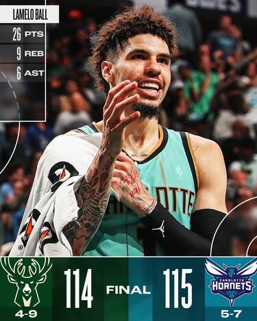 CHARLOTTE HORNETS-MILWAUKEE BUCKS 115-114