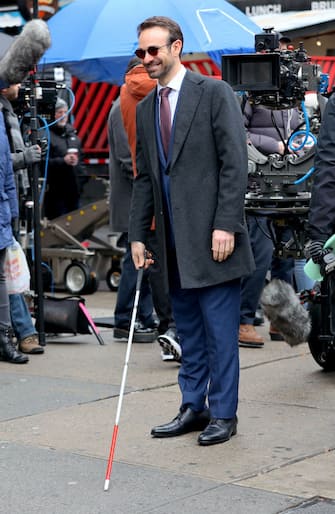 NEW YORK, NY - JANUARY 26: Charlie Cox is seen on the set of "Daredevil, Born Again" in Hell's Kitchen on January 26, 2024 in New York City.  (Photo by Jose Perez/Bauer-Griffin/GC Images)