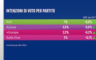 Grafica sulle intenzioni di voto