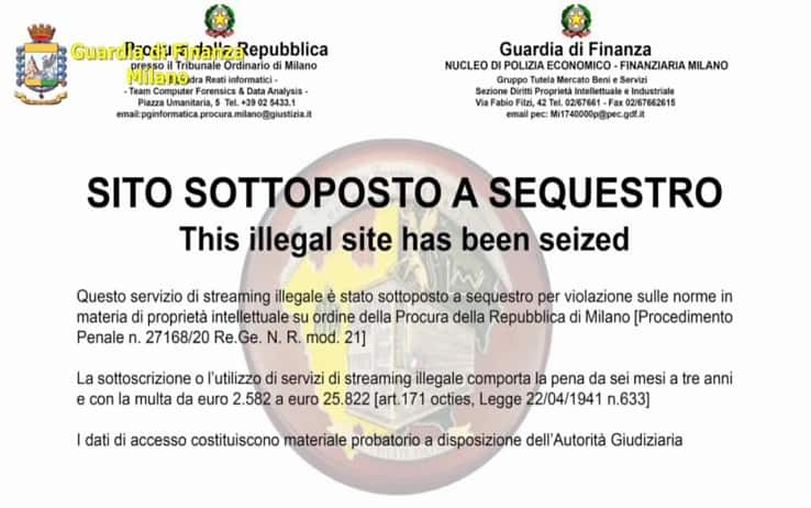 Il sito sottoposto a sequestro