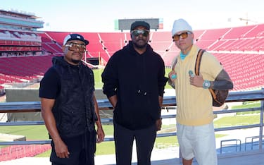 Apl.de.Ap, will.i.am, Taboo, Black Eyed Peas arrives at The 87th Meeting Celebration Pre Game Preview Press Day of the East LA Classic Roosevelt High School Rough Riders and Garfield High School Bulldogs held at Los Angeles Memorial Coliseum Peristyle in Los Angeles, CA on Wednesday, October 19 . (Photo By Juan Pablo Rico/Sipa USA)