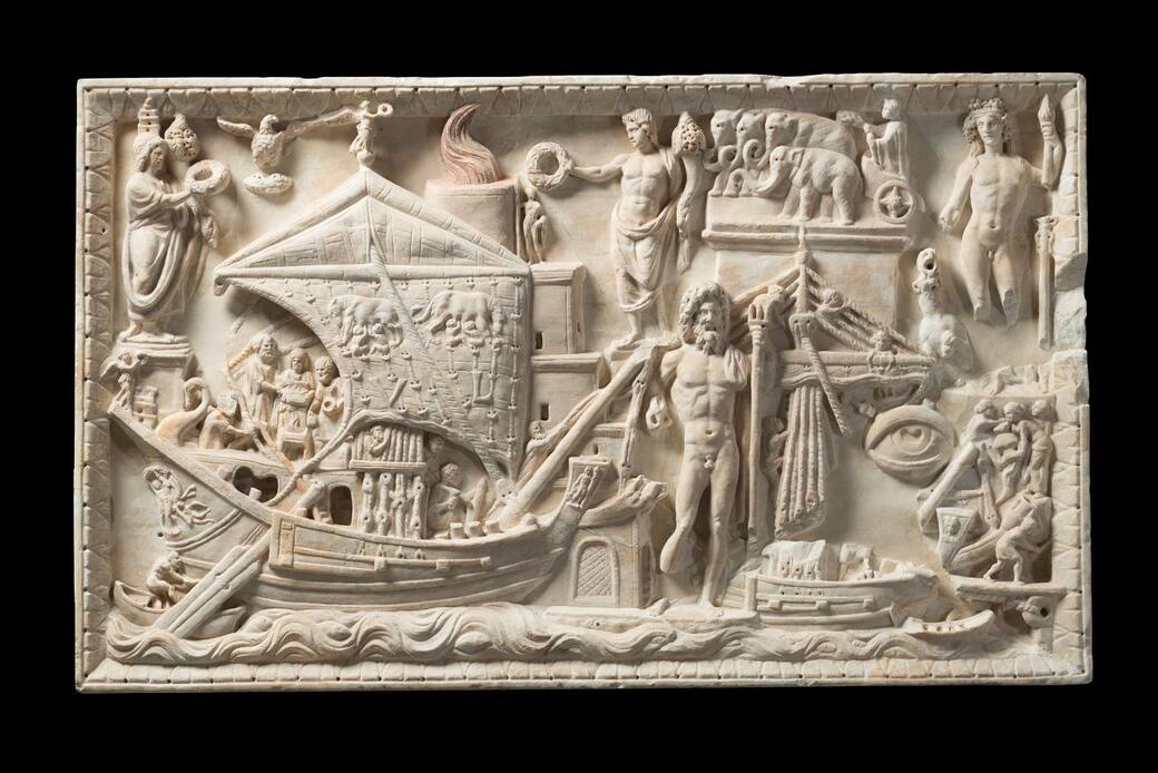 Portus Relief, Roman, Imperial Period (2nd–3rd century AD), marble. Torlonia Collection, Rome. © Fondazione Torlonia. Photo by Lorenzo De Masi