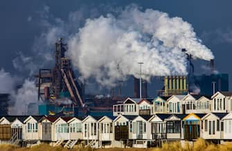 The Tata Steel steelworks in IJmuiden, Velsen, North Holland, Netherlands, largest industrial area in the Netherlands, 2 blast furnaces, 2 coking plan