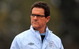 LONDON COLNEY, ENGLAND - NOVEMBER 14:  England manger Fabio Capello looks on during the England training session on November 14, 2011 in London Colney, England.  (Photo by Michael Regan/Getty Images)
