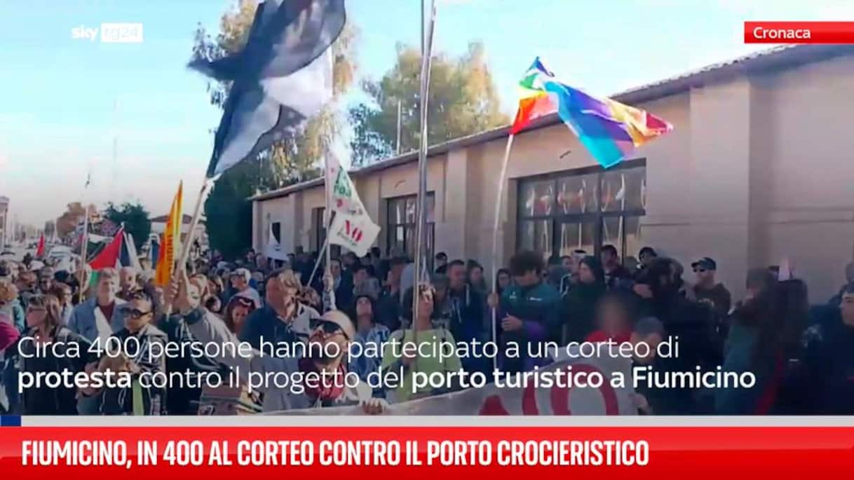 fiumicino in 400 al corteo contro il porto crocieristico