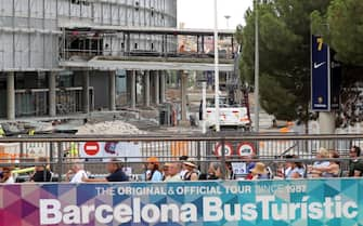 The demolition works of the third stand of the Spotify Camp Nou continue. The works for the reconstruction of the enclosure are now focused on the demolition of the south zone and the side stand of the stadium, in Barcelona, on 05th July 2023. (Photo by Joan Valls/Urbanandsport /NurPhoto via Getty Images)