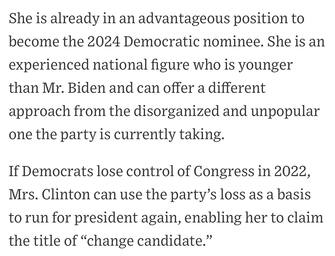Con Joe Biden in crollo di consensi e la vice, Kamala Harris, non ancora “sbocciata” come leader, si fa strada il ritorno sulla scena di una vecchia conoscenza dei democratici: Hillary Clinton