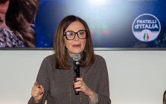 Rieti, Italy. 01st Feb, 2023. Minister of Tourism Daniela Santanché in Rieti, 1 February 2023, to support Fratelli d'Italia candidates in the Lazio Region local elections. (Photo by Riccardo Fabi/Pacific Press) Credit: Pacific Press Media Production Corp./Alamy Live News