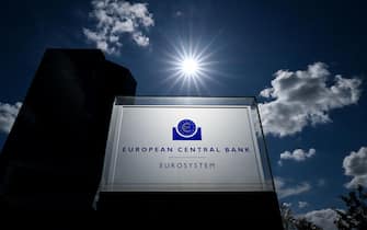 Clouds and the sun are seen over the European Central Bank (ECB) building on September 14, 2023 ahead of the meeting of the governing council of the ECB in Frankfurt am Main, western Germany. (Photo by Kirill KUDRYAVTSEV / AFP)