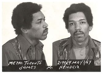 Jimi Hendrix police mugshot