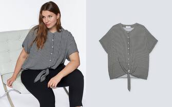 Camicia rigata con nodo al fondo