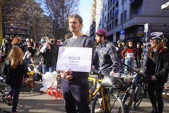 MILANO - Piazzale Loreto, manifestazione " basta morti in strada " per la sicurezza di ciclisti nelle strade di Milano (MILANO - 2023-02-04, Stefano De Grandis) p.s. la foto e' utilizzabile nel rispetto del contesto in cui e' stata scattata, e senza intento diffamatorio del decoro delle persone rappresentate