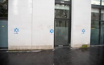 Stars of David spray-painted on Jewish homes in the 14th arrondissement, Paris, France on . Photo by Florian Poitout/ABACAPRESS.COM