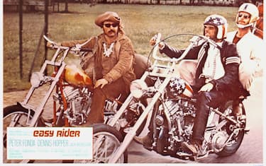 Easy Rider, poster, Dennis Hopper, Peter Fonda, Jack Nicholson, 1969. (Photo by LMPC via Getty Images)