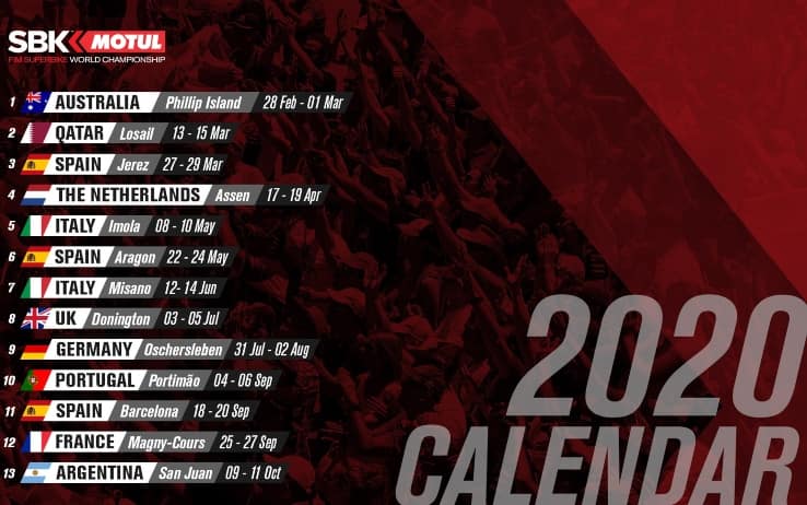 Superbike, calendario