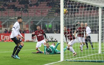Goal of Atalante' Bryan Cristante during the Italian championship Serie A football match between AC Milan and Atalanta on December 23, 2017 at Meazza Stadium - San Siro in Milan, Italy - Photo Morgese - Rossini / DPPI