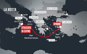 un cartello con la rotta dei migranti