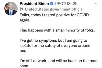 Joe Biden è di nuovo positivo al Covid, a solo tre giorni dopo aver annunciato di essere guarito dal virus