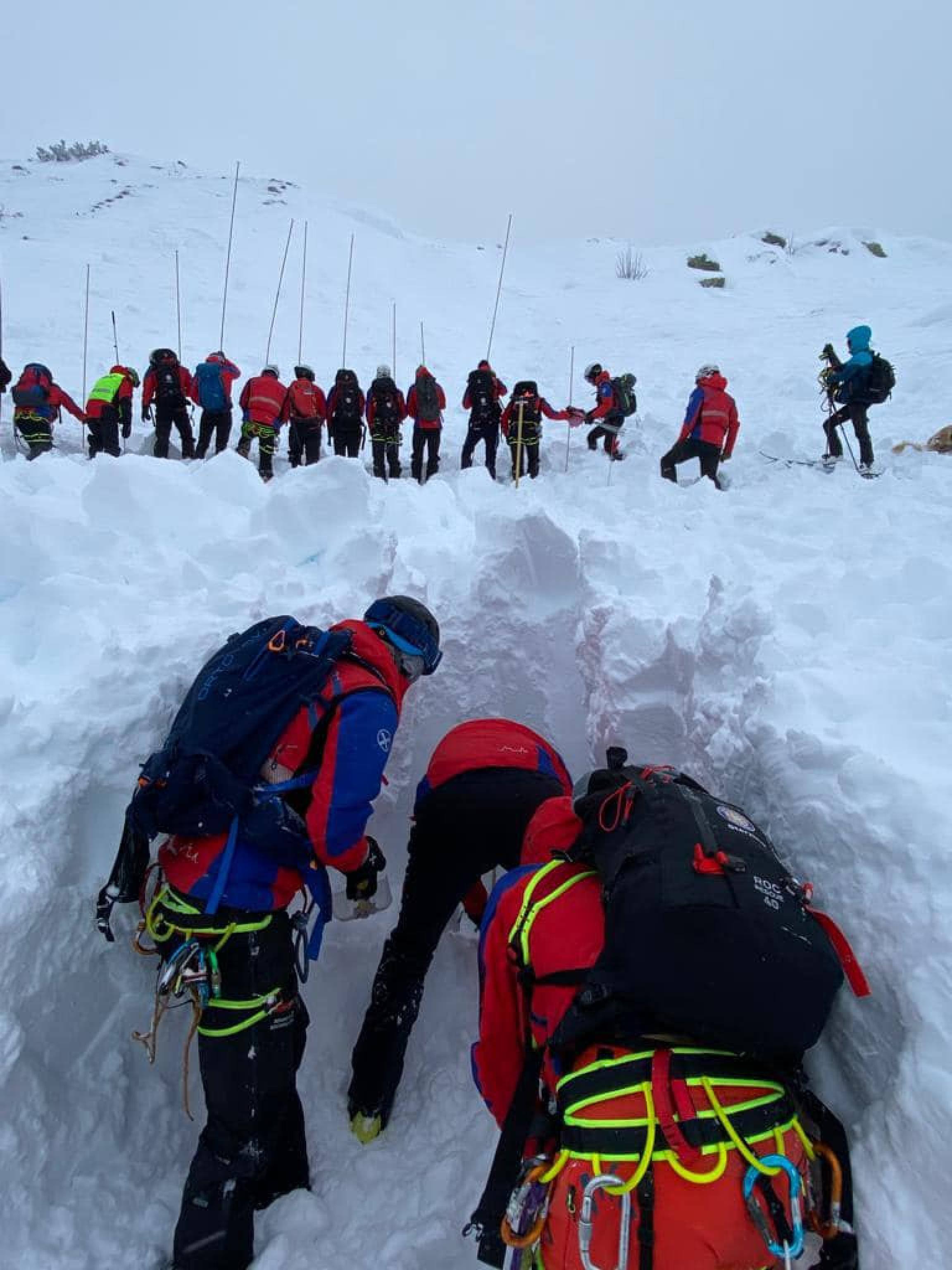 L'intervento del soccorso alpino per salvare due ragazzini di 10 e 11 anni travolti da una valanga durante un fuoripista a Racines, in Alto Adige, 7 gennaio 2024. La slavina è avvenuta in un canalone fuoripista nel comprensorio sciistico nelle vicinanze delle piste Rinneralm e dell'impianto Enzian. 
ANSA/ SOCCORSO ALPINO +++HO - NO SALES EDITORIAL USE ONLY++