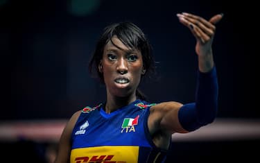 APELDOORN, NETHERLANDS - OCTOBER 11: Paola Ogechi Egonu of Italy during the Quarter Final match between Italy and China on Day 17 of the FIVB Volleyball Womens World Championship 2022 at the Omnisport Apeldoorn on October 11, 2022 in Apeldoorn, Netherlands (Photo by Rene Nijhuis/Orange Pictures) Credit: Orange Pics BV/Alamy Live News