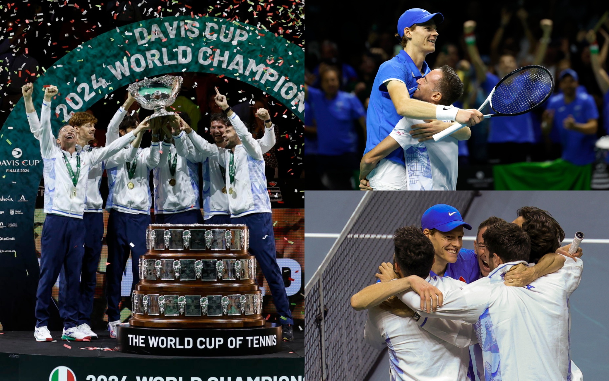 L'Italia vince la Coppa Davis 2024 la festa a Malaga. Foto Sky Sport