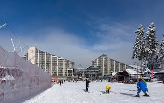 BOROVETS, BULGARIA - JANUARY 14, 2022: Winter view of ski resort of Borovets at Rila Mountain, Sofia Region, Bulgaria