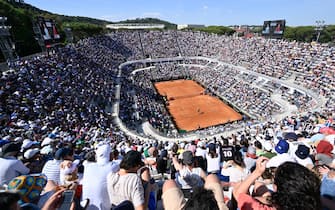 Overall view of the Center court during the third round against Jannik Sinner (ITA) of the ATP Master 1000 Internazionali BNL D'Italia tournament at Foro Italico on May 12, 2022