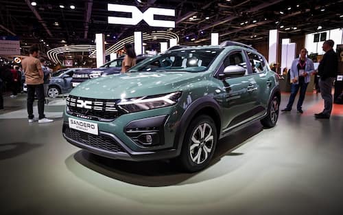 Dacia Sandero Stepway car showcased at the Paris Motor Show, France - October 17, 2022.