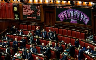 Tabellone elettronico della Camera con risultato votazione sulla Legge di Bilancio, Roma, 29 Dicembre 2023. ANSA/GIUSEPPE LAMI