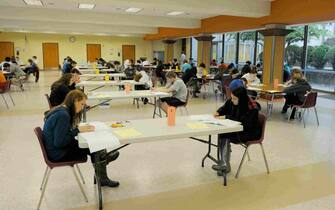 High school students taking a standardized test