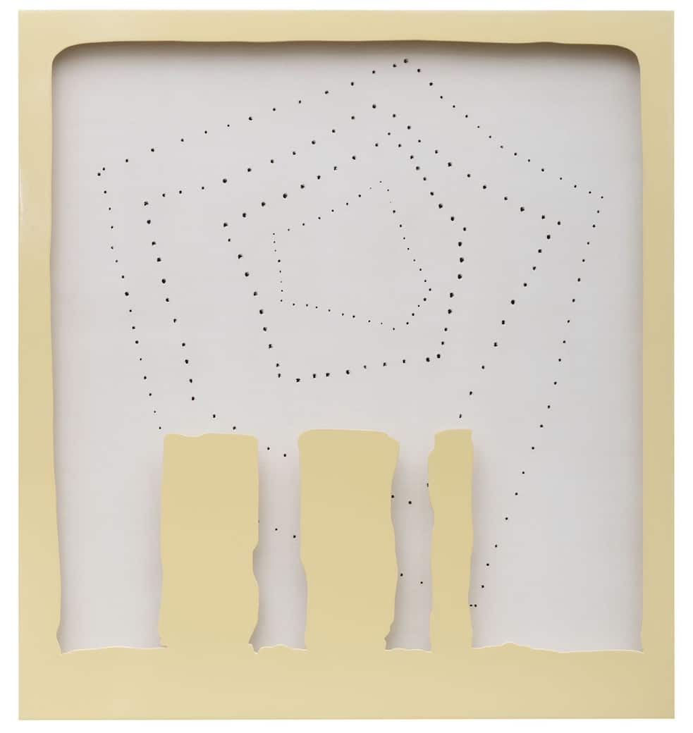 Lucio Fontana, Concetto spaziale Teatrino, 1965, idropittura su tela e legno laccato, 120x110,5x6,3, Collezione Privata